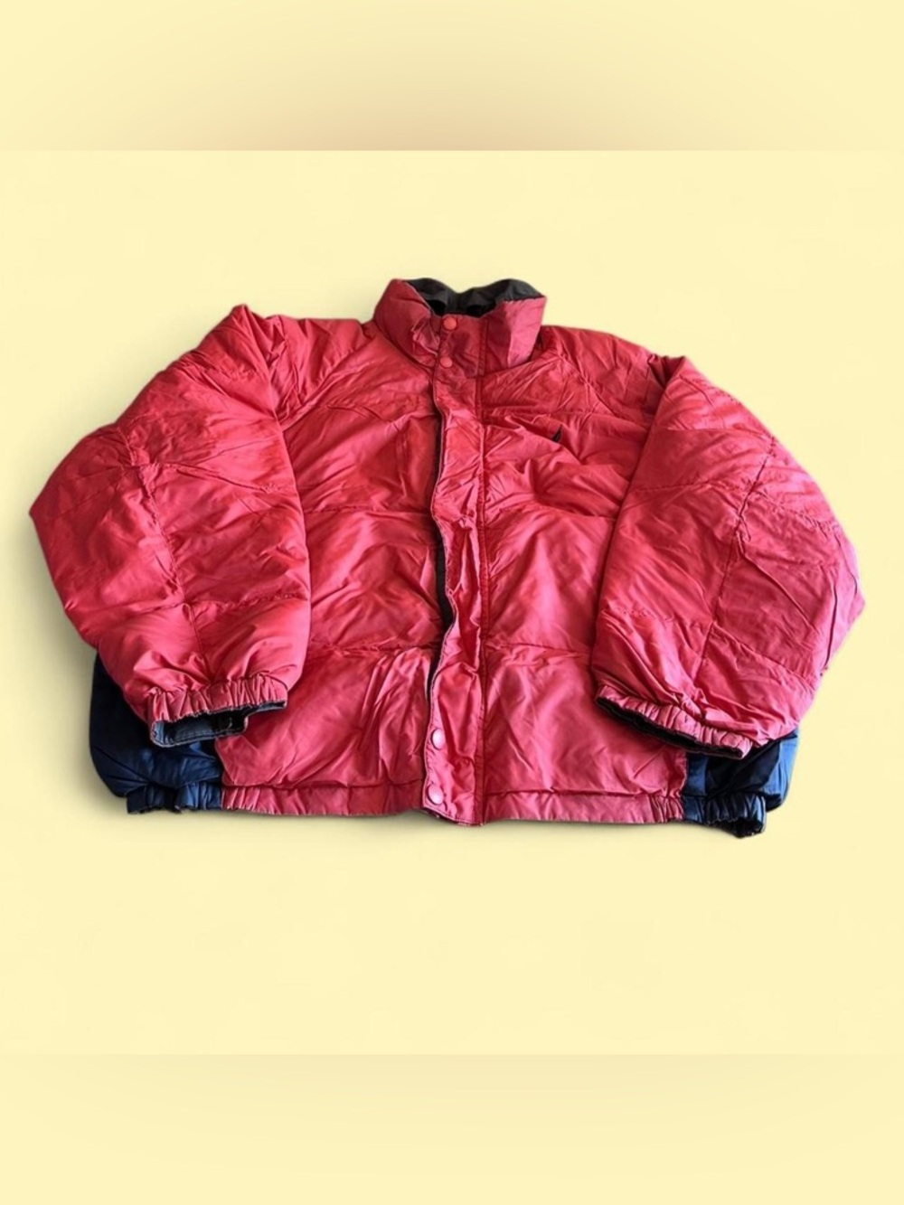 Vintage Nautica Down Puffer Jacket Red Black Men’s 2XL Reversible